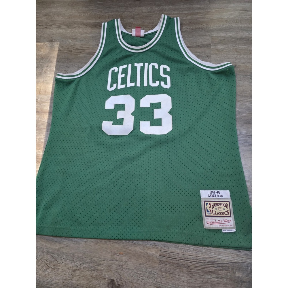 Mitchell & Ness Larry Bird Green White 1985-86 Boston Celtics Green Jersey XL